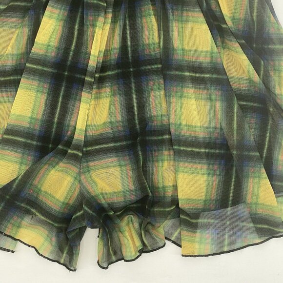 Urban Outfitters UO Tula Layered Mesh Playsuit  Romper Size Medium Plaid Smock - Picture 7 of 11